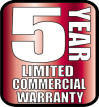 5 Year Limited Commerical Warranty