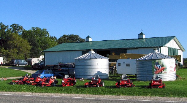 Our shop, with Country Clipper Lawn Mowers in front.